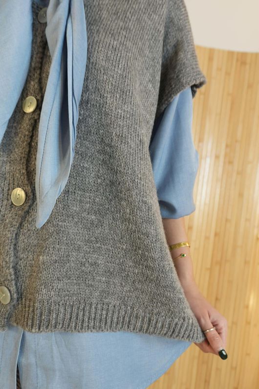 Etta Slouch Knit Layering Tank Dark Grey Marl